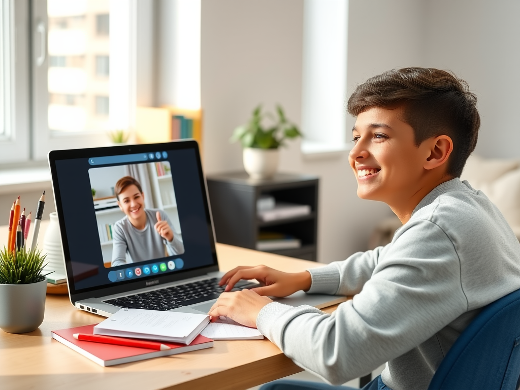 オンライン授業を受ける生徒